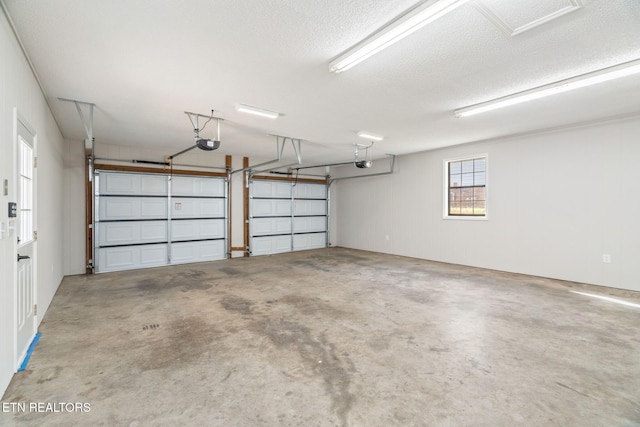 garage with a garage door opener