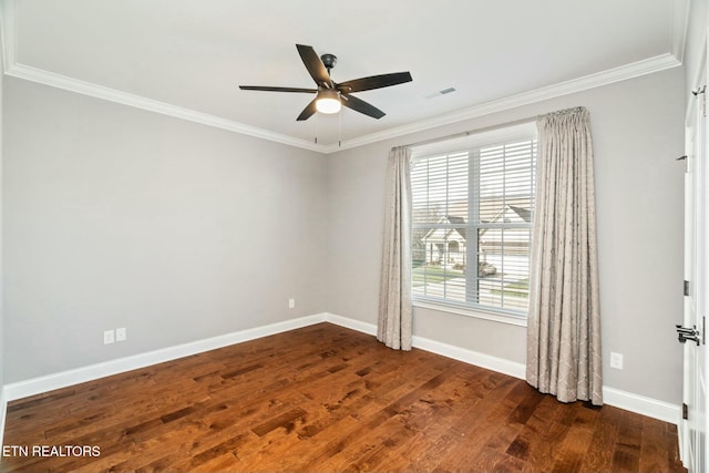 330 Kendall Hunt St, Knoxville, TN 37934 - unfurnished room featuring ceiling fan, ornamental molding, and dark wood-type flooring