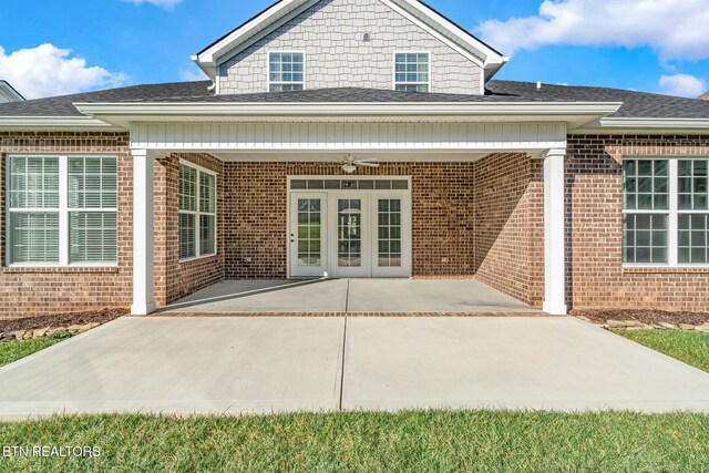 330 Kendall Hunt St, Knoxville, TN 37934 - back of property featuring french doors, a patio, and ceiling fan