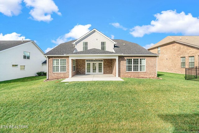 330 Kendall Hunt St, Knoxville, TN 37934 - rear view of house with a lawn, a patio area, and french doors