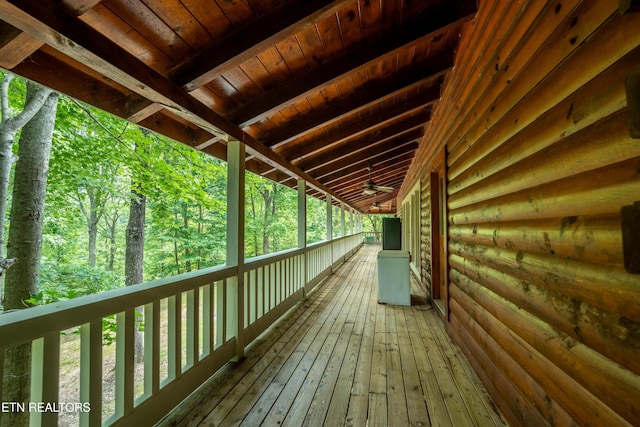 deck featuring ceiling fan