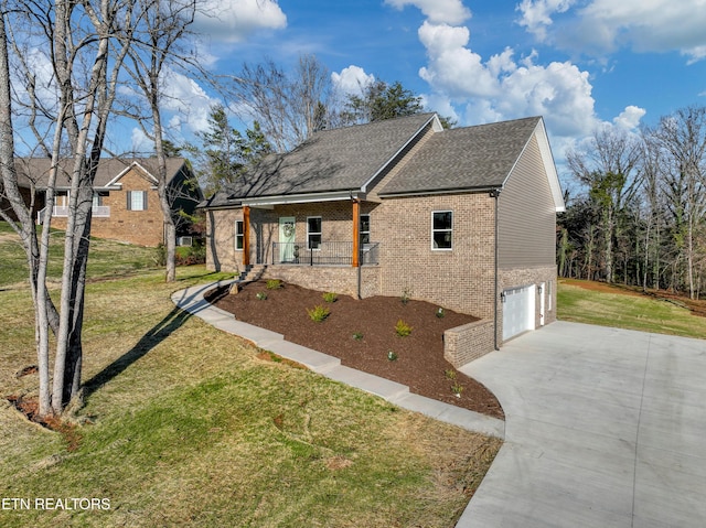 view of property exterior featuring a yard and a garage