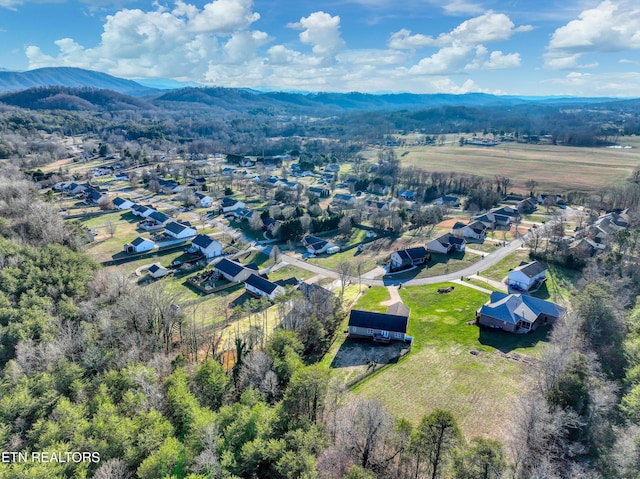 bird's eye view featuring a mountain view