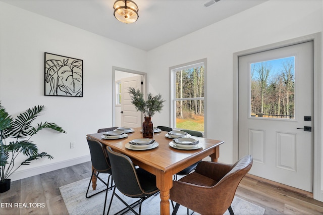 dining room featuring light wood-type flooring