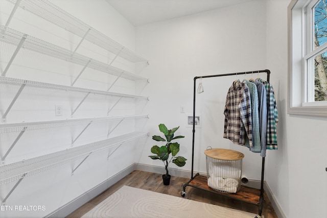 spacious closet with wood-type flooring