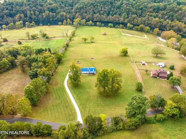 aerial view featuring a rural view