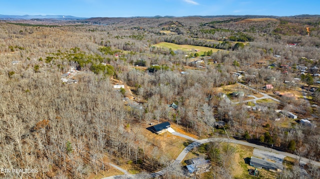 aerial view with a mountain view