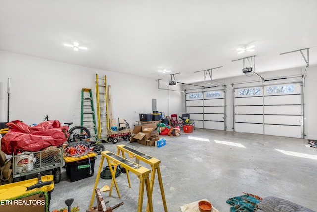 garage with a garage door opener