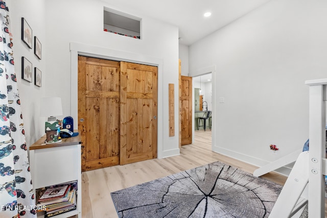 foyer entrance with wood-type flooring