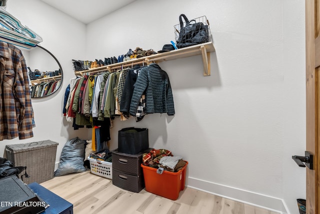 spacious closet with hardwood / wood-style flooring