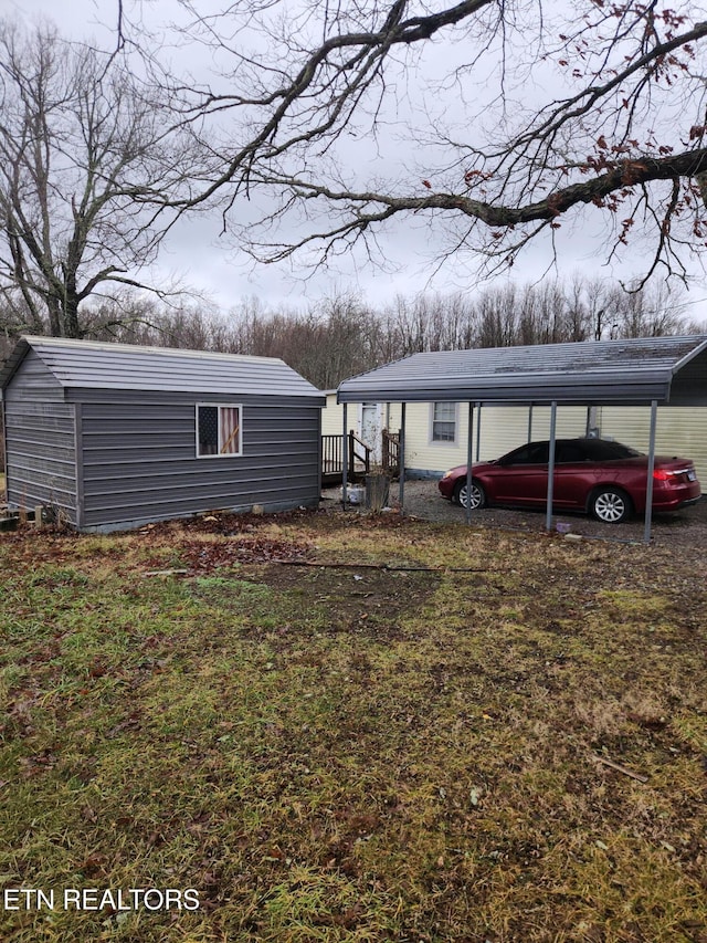 exterior space featuring a carport