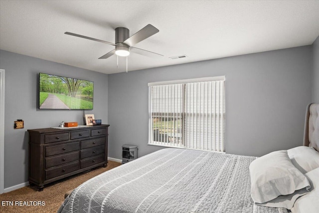 bedroom with carpet and ceiling fan