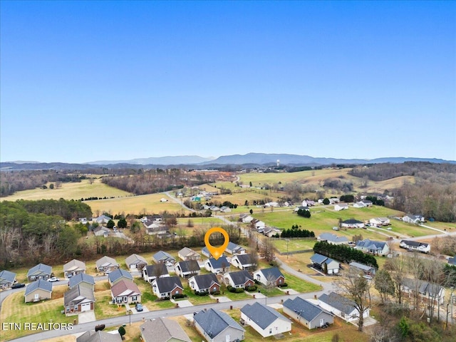 aerial view with a mountain view