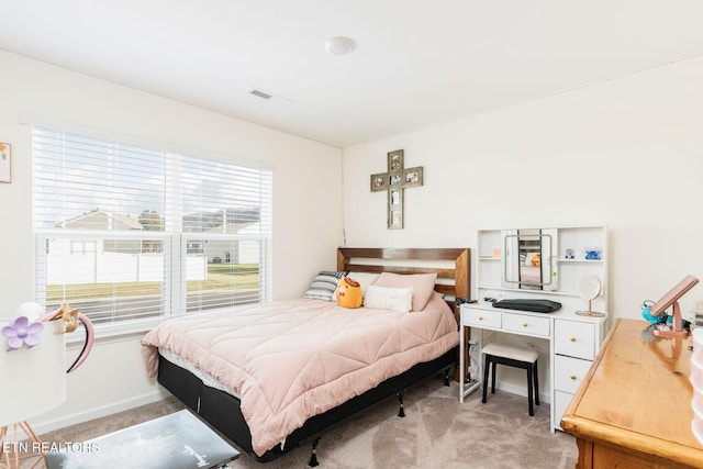 bedroom featuring carpet flooring and multiple windows