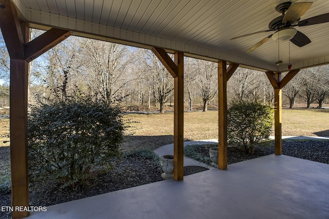 view of patio with ceiling fan