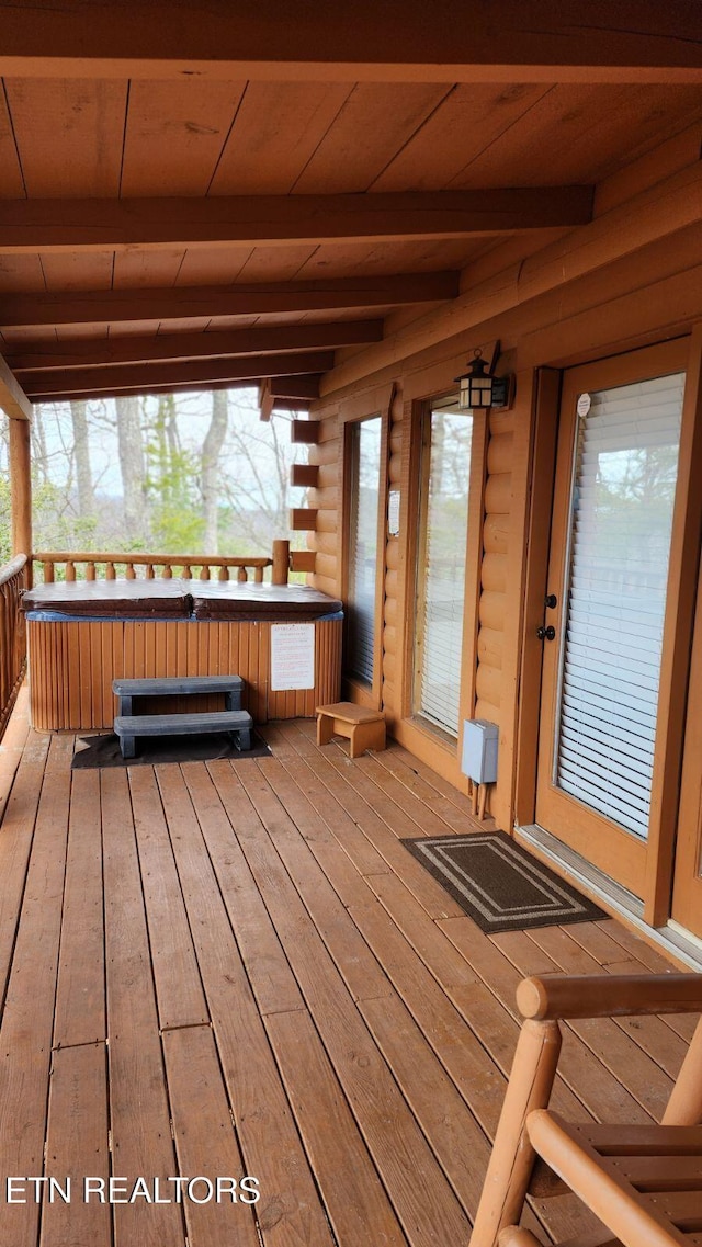 wooden deck with covered porch