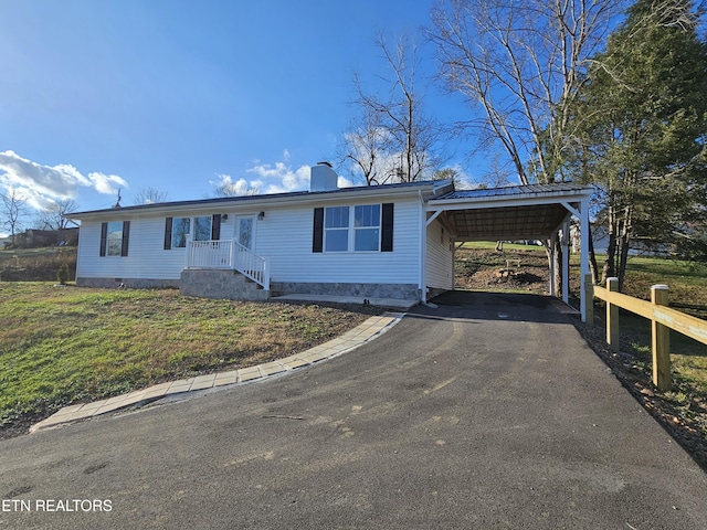 view of front of property with a carport