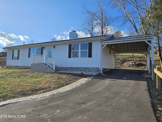 view of front of house featuring a carport