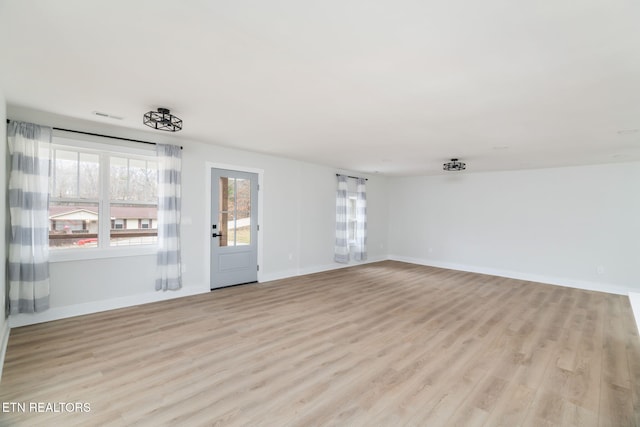 unfurnished living room with light hardwood / wood-style flooring