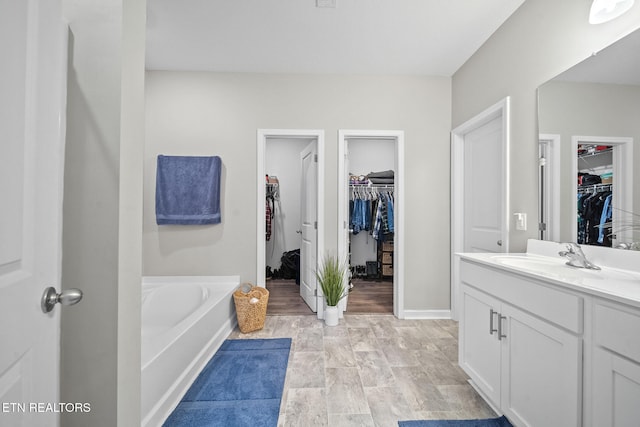 bathroom featuring vanity and a bathing tub