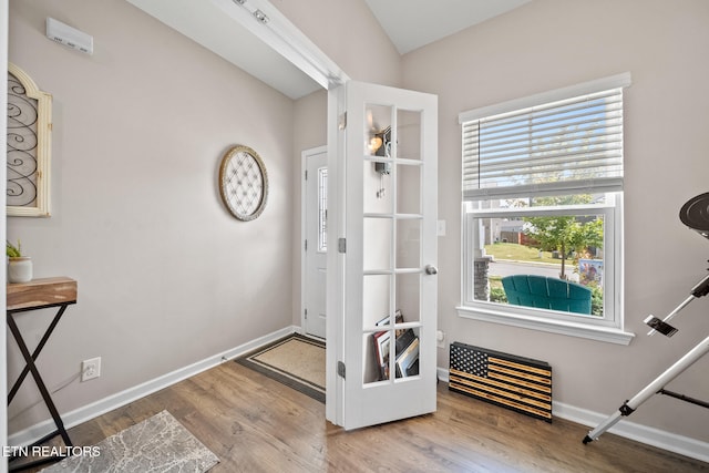 interior space with hardwood / wood-style flooring