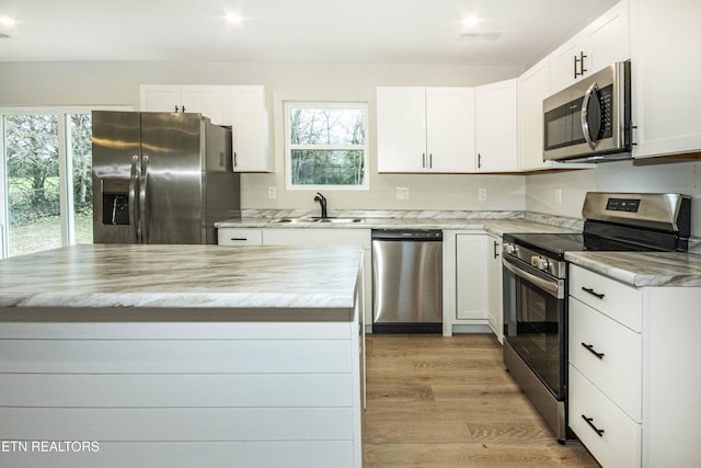 kitchen featuring sink, white cabinets, and appliances with stainless steel finishes