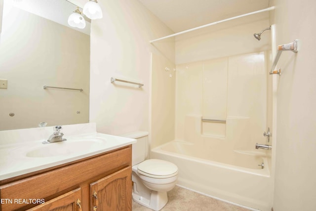 full bathroom featuring vanity, toilet, and bathing tub / shower combination