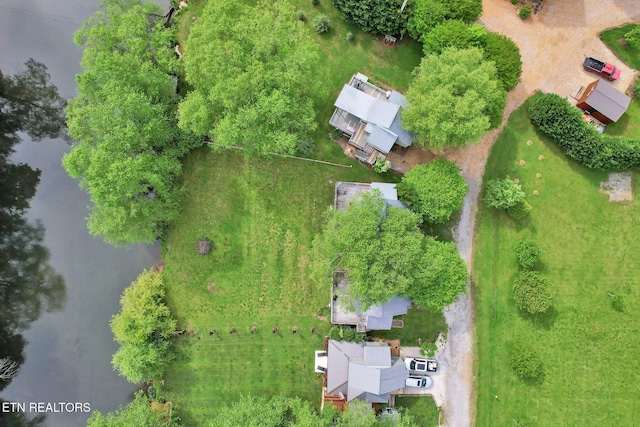 bird's eye view featuring a water view