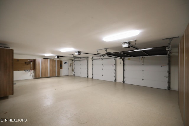 garage with a garage door opener