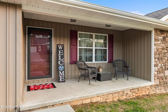 property entrance with a porch