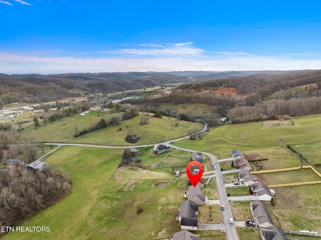 drone / aerial view with a rural view