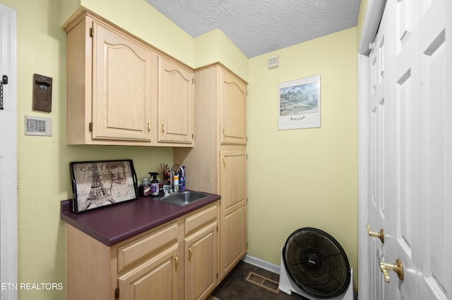 laundry area featuring sink and a textured ceiling