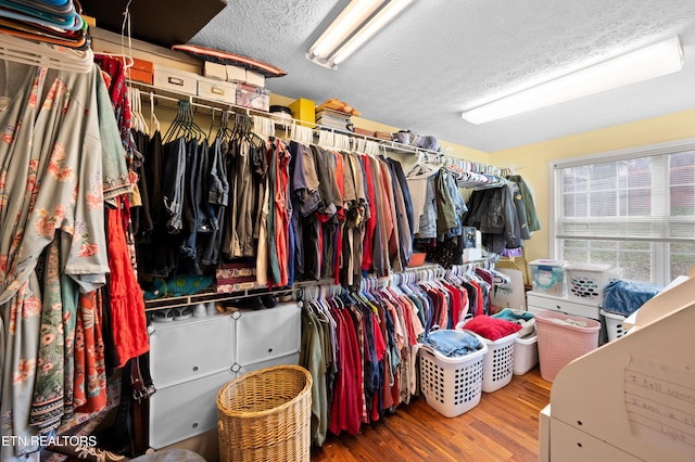 walk in closet featuring hardwood / wood-style floors