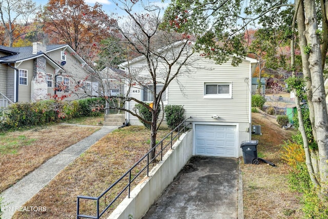 exterior space with a garage