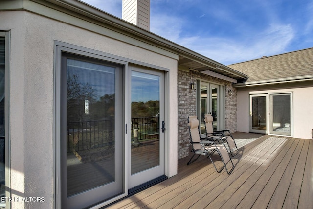 wooden terrace with french doors