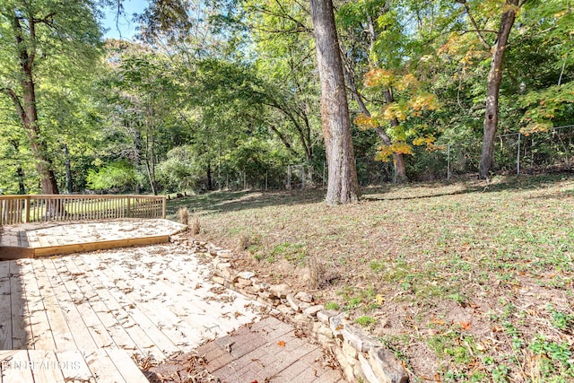 view of yard with a deck