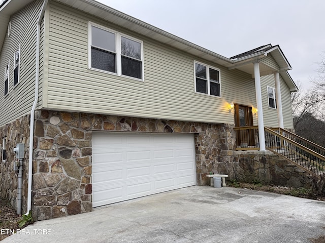 raised ranch with a garage