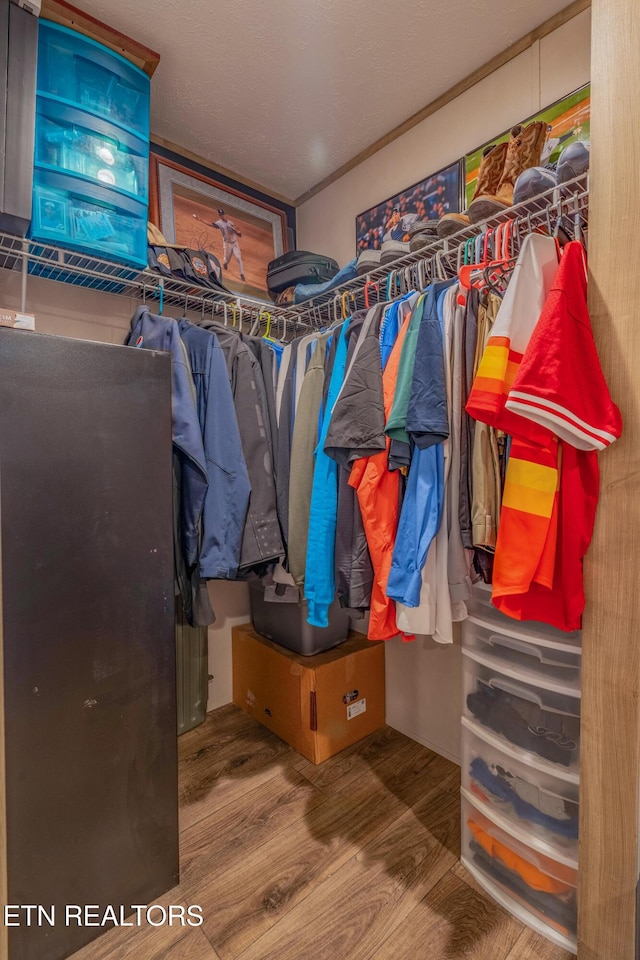 spacious closet with wood finished floors