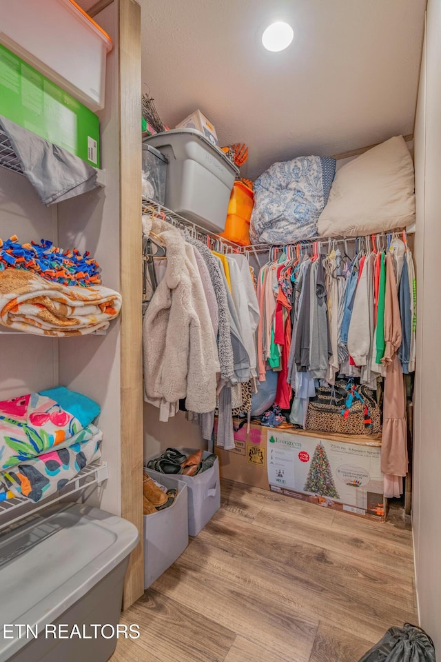 spacious closet with wood finished floors