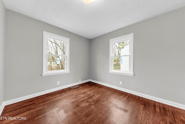 empty room featuring plenty of natural light and wood-type flooring