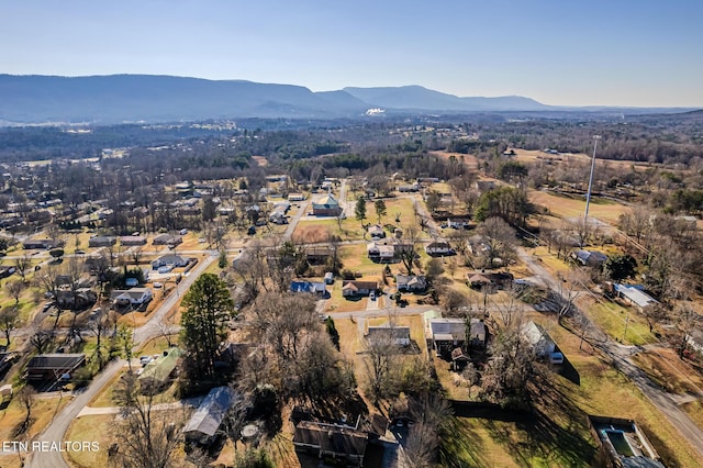 drone / aerial view with a mountain view