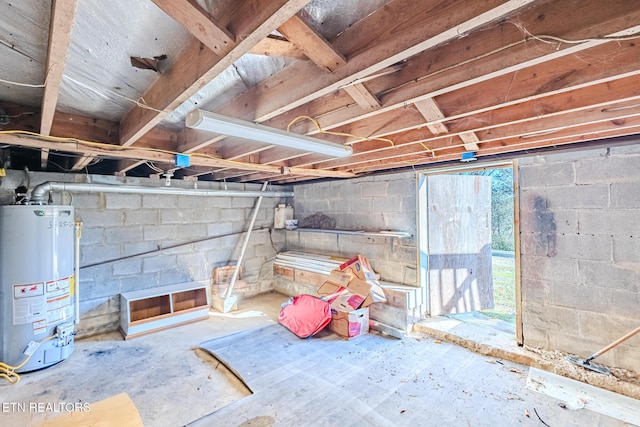 basement with gas water heater