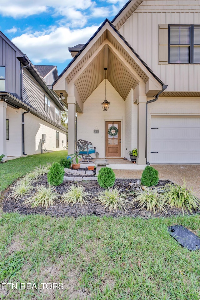 entrance to property featuring a garage