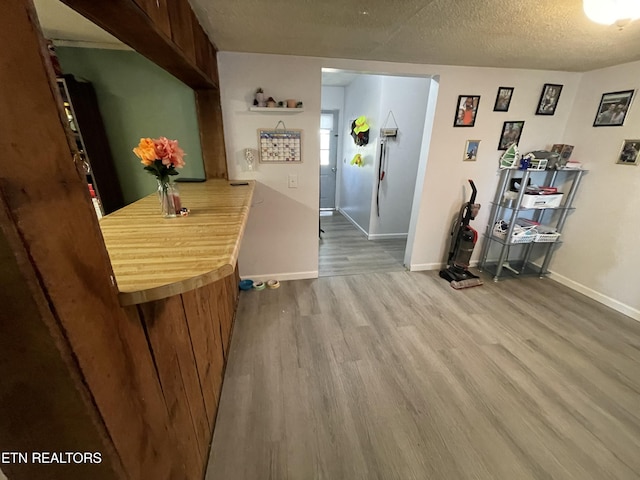 interior space with hardwood / wood-style floors and a textured ceiling