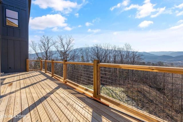 deck featuring a mountain view