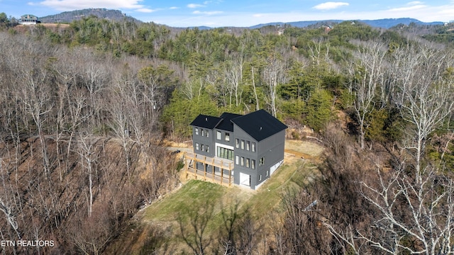 bird's eye view with a mountain view