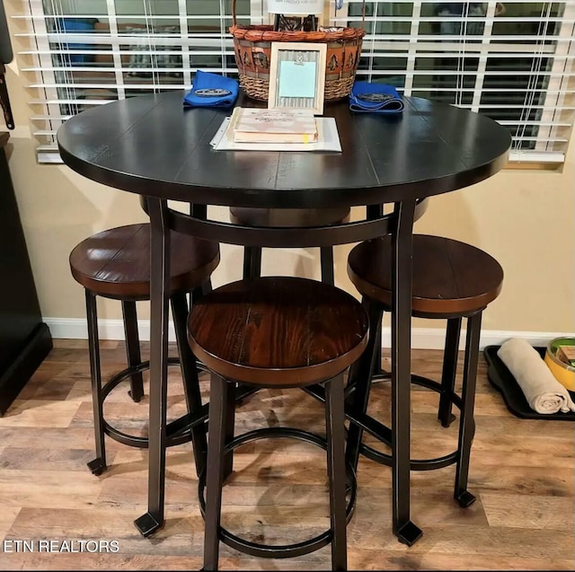 dining space featuring hardwood / wood-style flooring