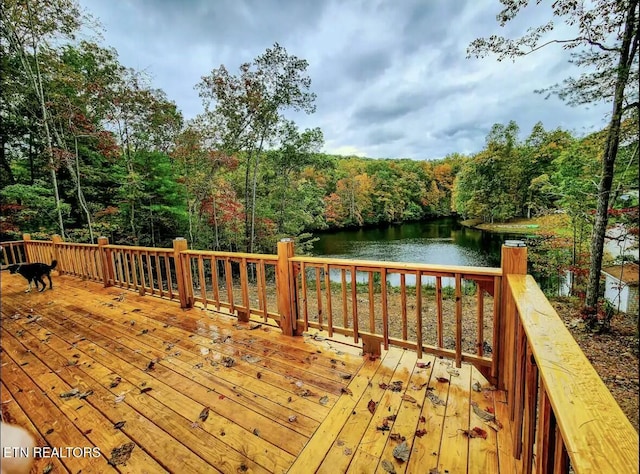 deck with a water view