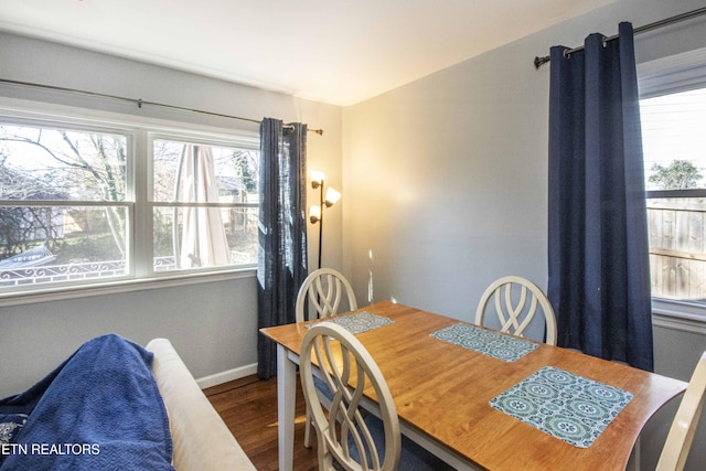 dining room with dark wood-type flooring