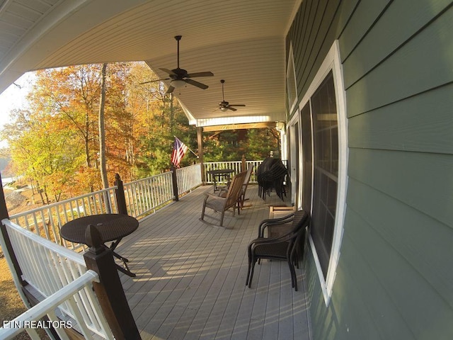 view of patio with ceiling fan